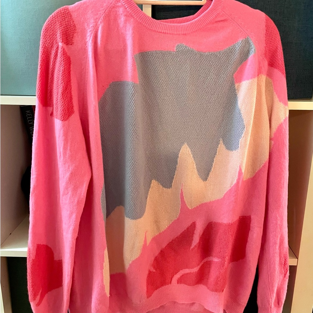 Chinti & Parker Cashmere Pink and Gray Abstract Sweater